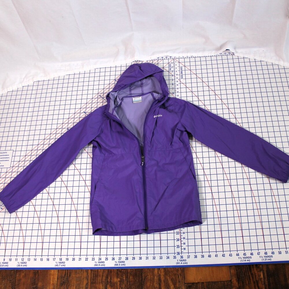 Columbia Girl's Purple Hooded Windbreaker Large